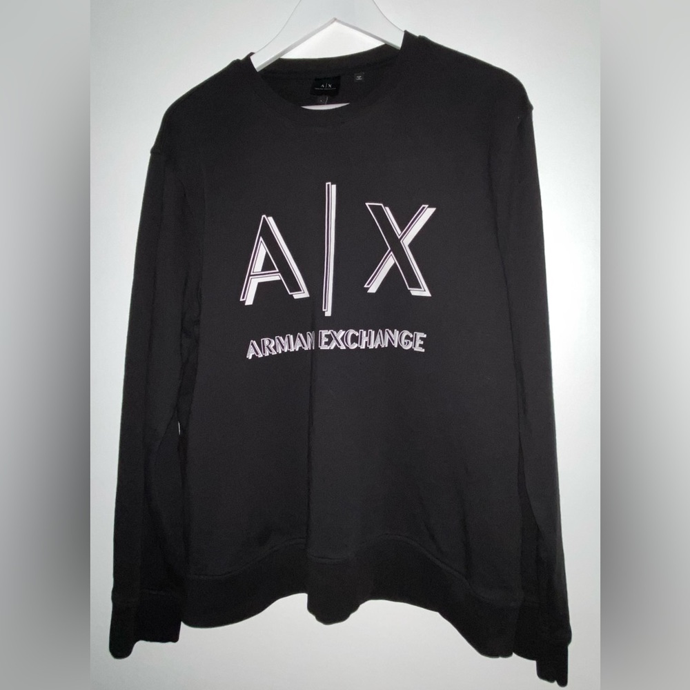 Armani Exchange A/X Men’s Crewneck Sweatshirt Size LARGE preowned Black & White